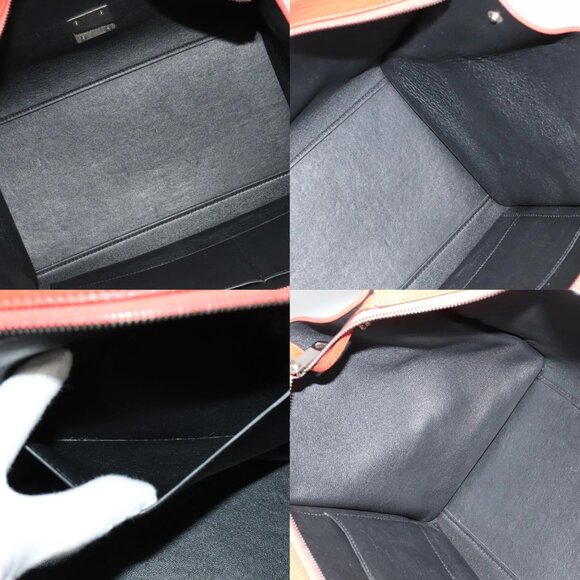 CELINE Trapeze Medium Hand Bag Suede Leather 2way Red Silver Auth gh084 - Picture 13 of 15